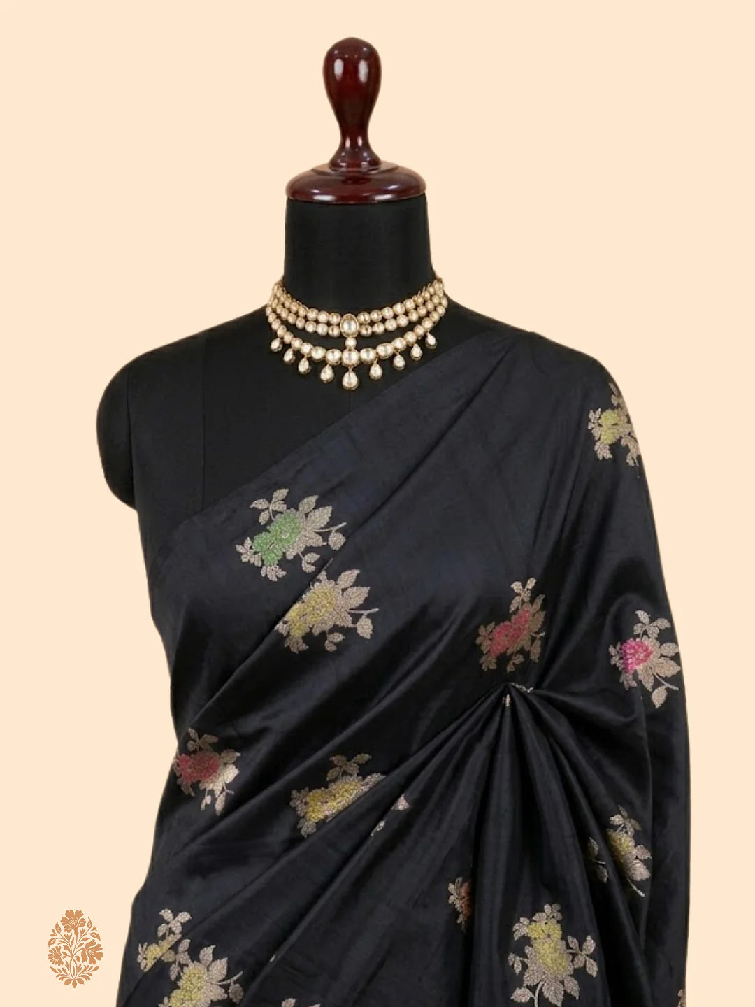 Black Pure Katan Silk Kadhwa Buta Banarasi Saree | Sona Rupa Zari & Tilfi Minakari