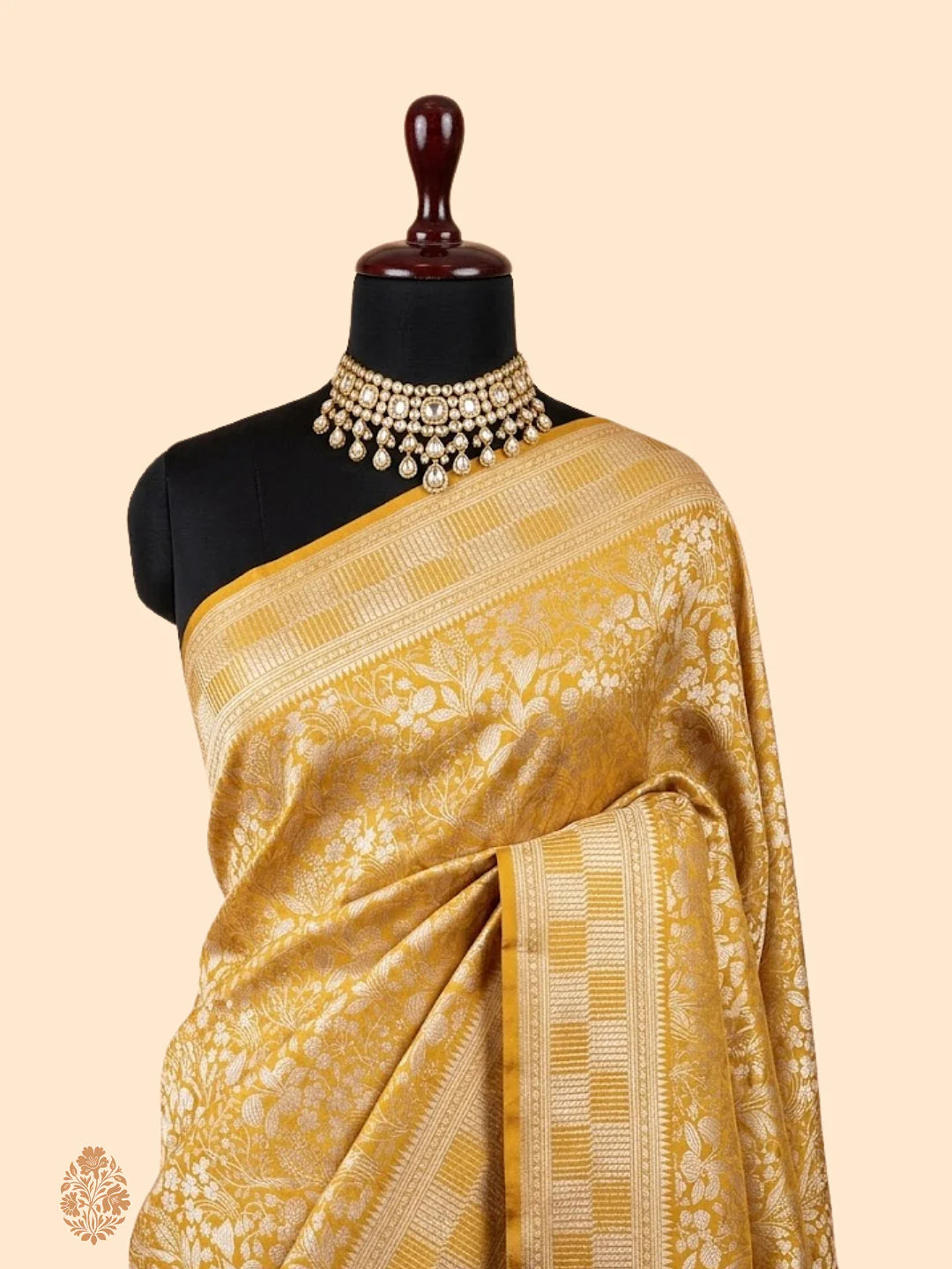Pure Katan Silk Brocade Banarasi Saree – Gold Zari Weaving | Multi-Color Festive Collection
