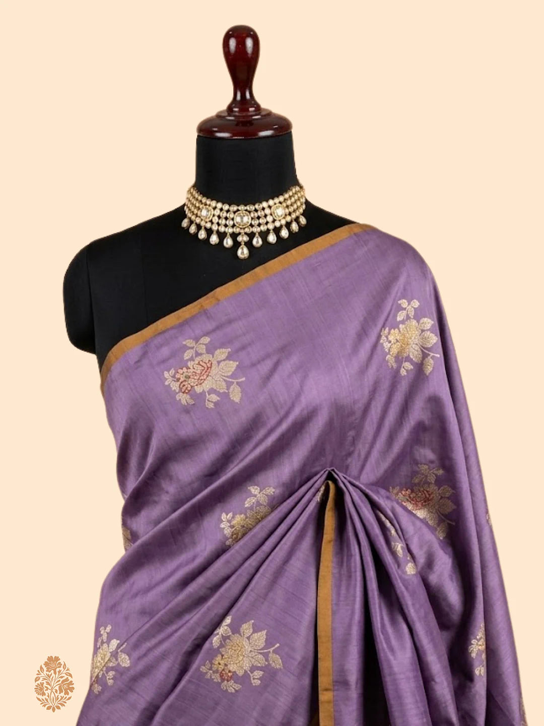 Pure Katan Silk Kadhwa Buta Banarasi Saree – Lavender | Sona Rupa Zari & Tilfi Minakari