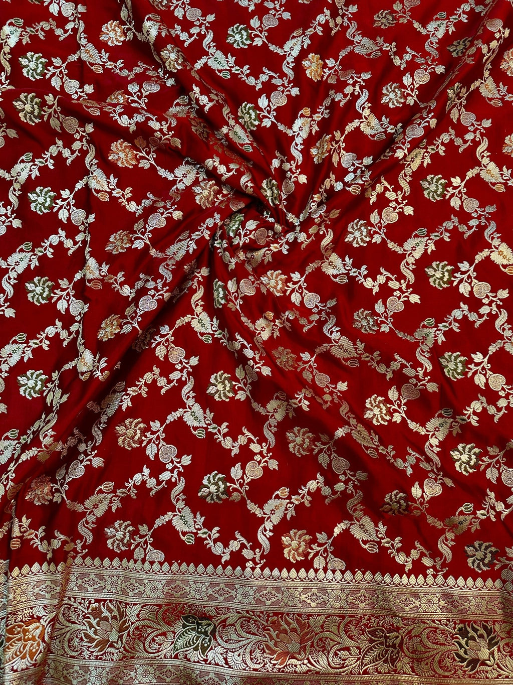 Wine Maroon Satin Silk Banarasi Saree with Meenakari Floral Jaal and Ornate Zari Pallu - Katan Banaras