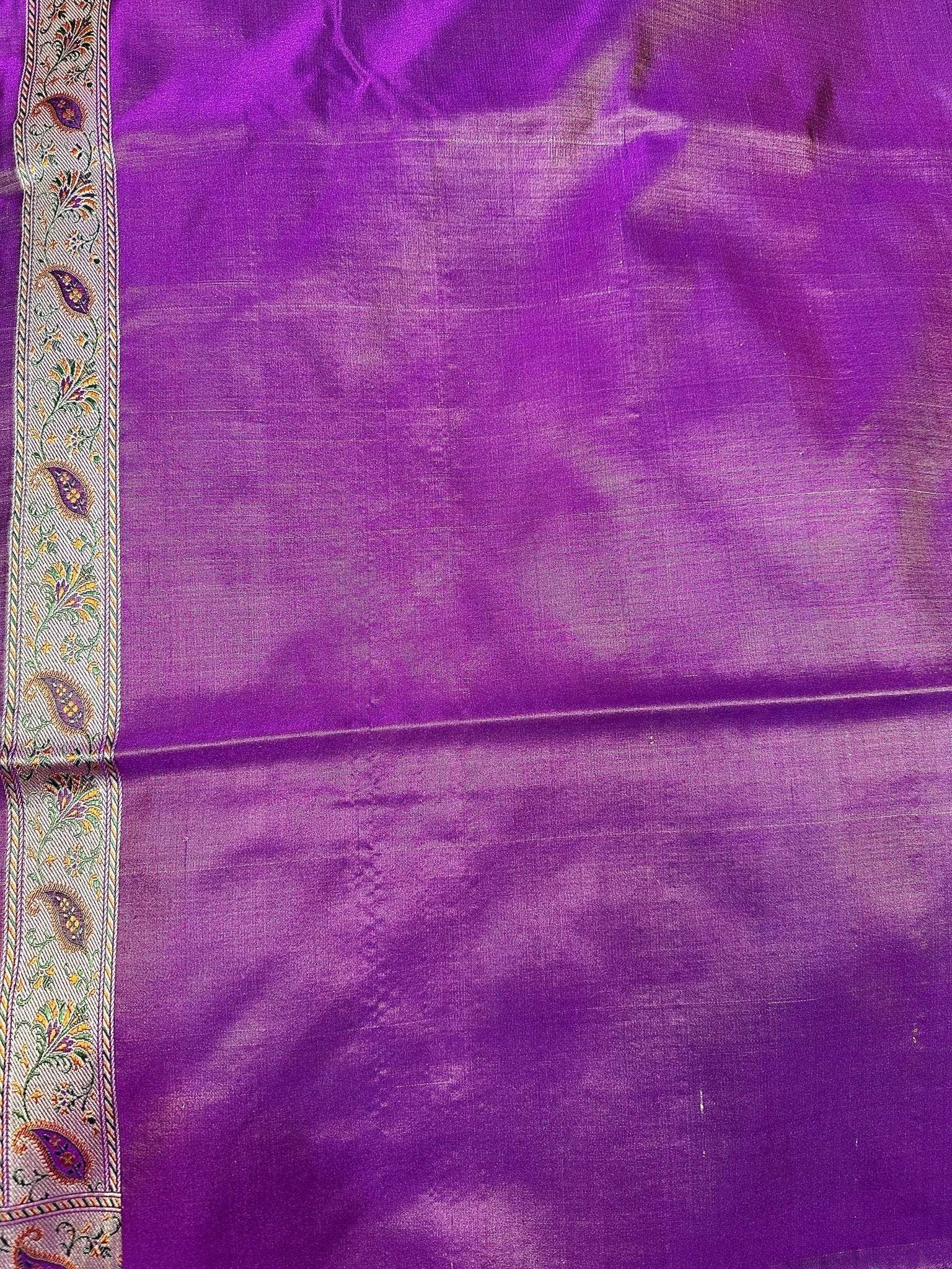 Wine Pure Banarasi Handloom Jamawar Tanchui Kadhwa Interlocked Weaved Saree - Katan Banaras