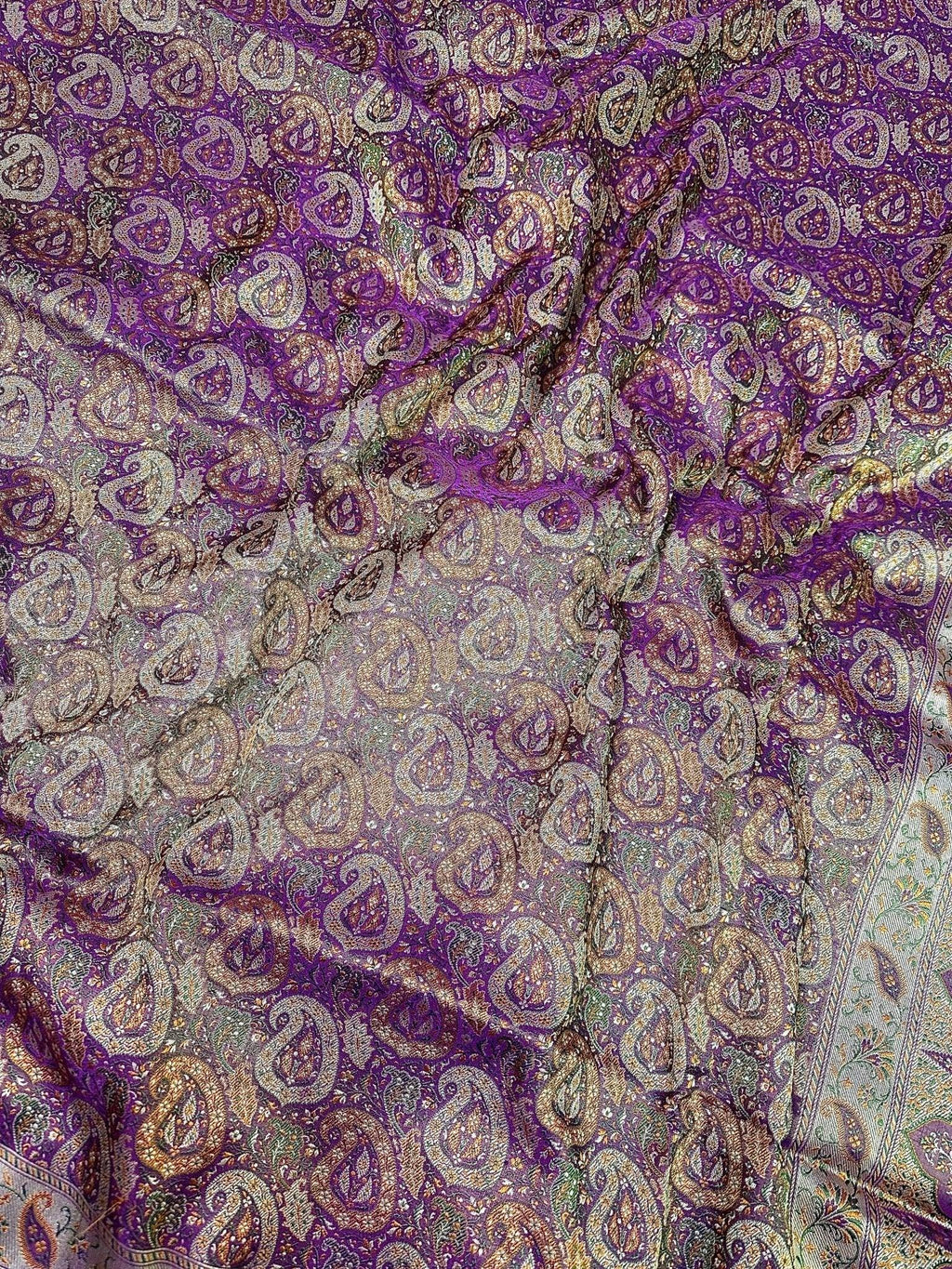 Wine Pure Banarasi Handloom Jamawar Tanchui Kadhwa Interlocked Weaved Saree - Katan Banaras
